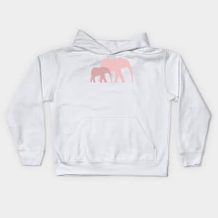 Pink Elephant Family - Mama Elephant & Baby Elephant Kids Hoodie